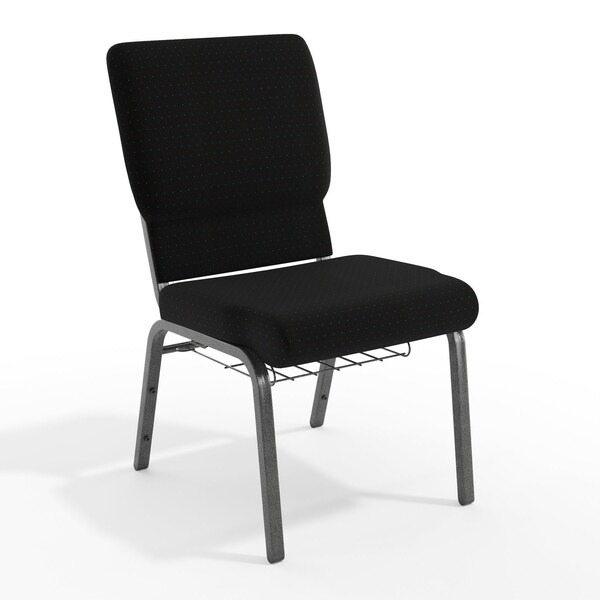 Flash Furniture 18.5"W Black Fabric Church Chair w/ Book Rack, 4PK 4-FD-CH02185-SV-JP02-BAS-GG - main