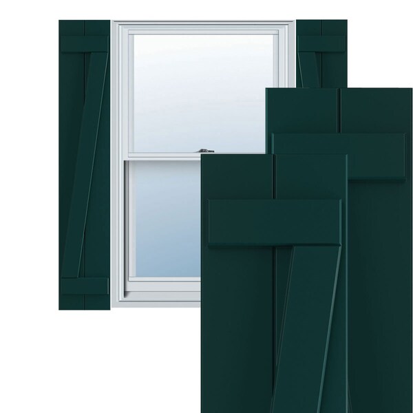 Ekena Millwork True Fit PVC Two Board Joined Board-n-Batten Shutters w/Z-Bar, Thermal Green , 10 3/4W x 44H, PR TFP102BBF11X044FG - main