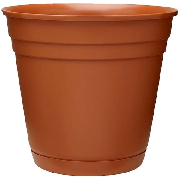 Southern Patio Riverland Planter with Saucer, 6 in Dia, Round, Poly Resin, Terra Cotta, Matte RN0612TC - main