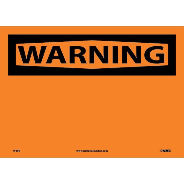 Nmc Warning Sign, 14" W, 10" H, English, Vinyl, White, Legend Style: Blank W1PB - main
