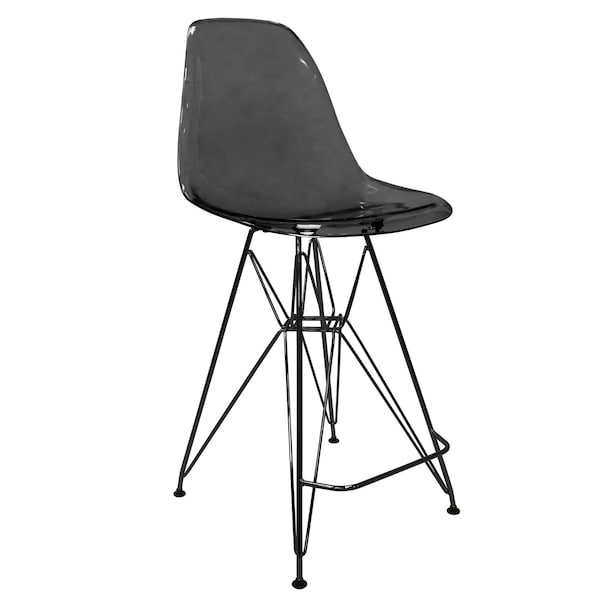 Leisuremod Cresco Acrylic Barstool - Modern ABS Plastic Counter Stool with Steel Legs & Footrest CRBL-30TBL - main