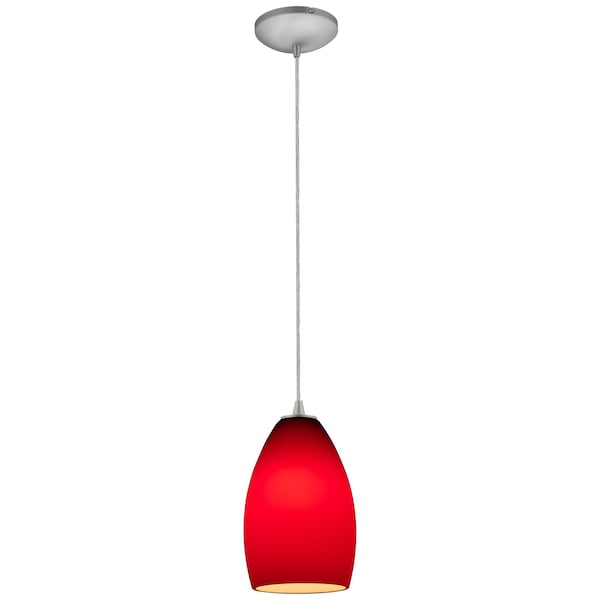 Access Lighting Champagne, Pendant, Brushed Steel Finish, Red Glass 28012-1C-BS/RED - main
