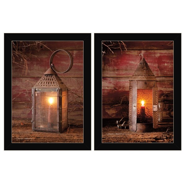 Homeroots Set Of Two Innkeepers Lantern 3 Black Framed Print Wall Art, 2PK 407214 - main