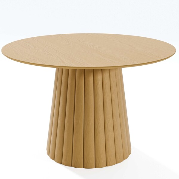 Homeroots 46" Brown Solid Wood Pedestal Base Round Top Dining Table 721008 - main