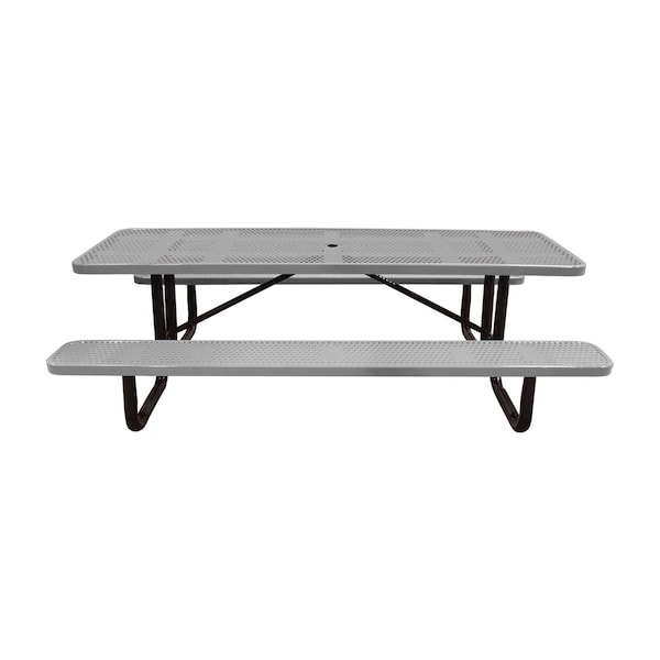 Leisure Craft 8' Standard Picnic Table, Perforated Metal, Portable, Gray T8XPP-PERF-GRAY - main