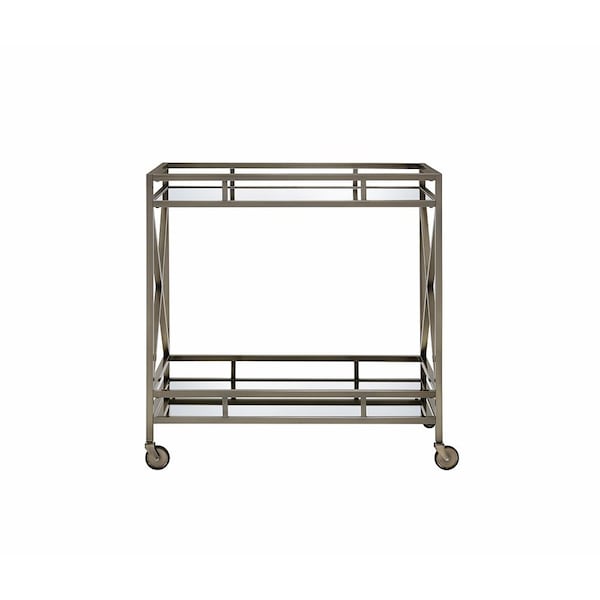 Homeroots 34in X 20in X 35in Antique Brass Metal Serving Cart 319141 - main
