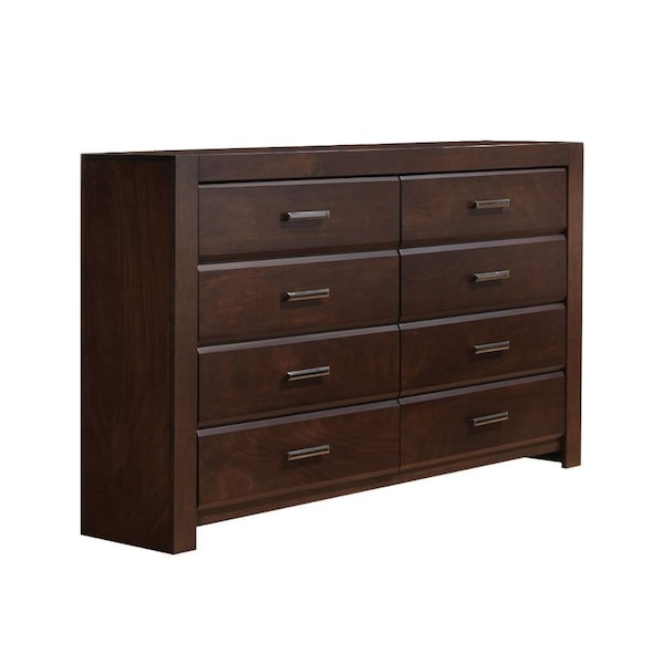 Homeroots 59" Brown Solid and Manufactured Wood Eight Drawer Double Dresser 490470 - main