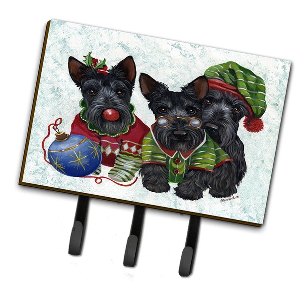 Carolines Treasures 6 x 2 x 9 in. Scottish Terrier Christmas Elves Leash or Key Holder PPP3270TH68 - main