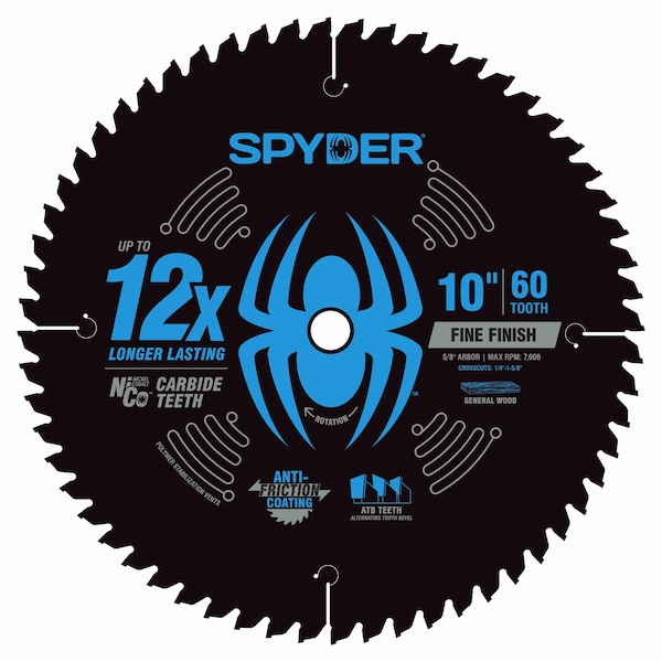 Spyder 10in 60T Fine Finish Blade - Clam Shell 13012 - main