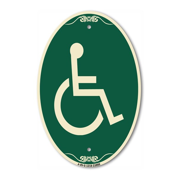 Signmission Large Handicapped Symbol, 12 Inch X 18 Inch Architectural Oval, Heavy Gauge Aluminum A-OV-G-1218-23889 - main