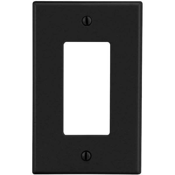 Hubbell Wiring Device-Kellems Wallplate, Mid-Size 1-Gang, 1) Decorator, Black PJ26BK - main