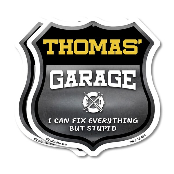 Signmission Thomas's Garage I Can Fix Everything But Stupid, 12 inch X 12 inch, Plastic Sign, 2PK SHI-P-2PACK-12-490-THOMAS - main