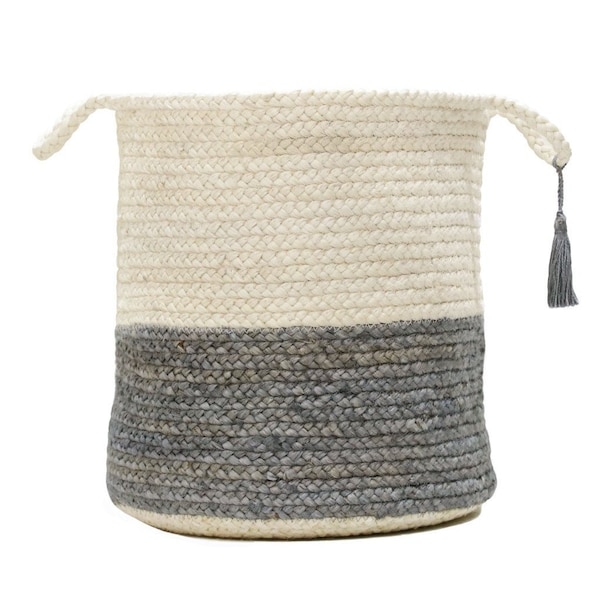 Homeroots 19" White Jute Basket 704896 - main