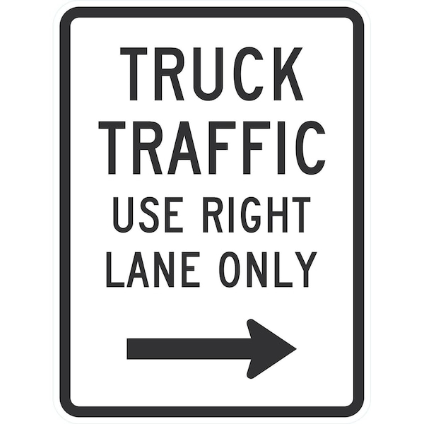 Lyle Truck Traffic Use Right Lane Only -->, 18x24, Non-Reflective, White G-10881-NA_18x24 - main