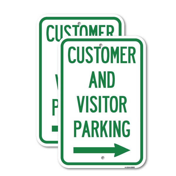 Signmission Reserved Parking Sign Customer and Visitor Parking Wit, 18'' X 24'', Heavy Gauge Aluminum, 2PK A-1824-2PACK-23052 - main