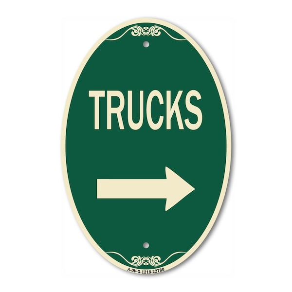 Signmission Trucks Sign Trucks With Right Arrow, 12 Inch X 18 Inch Architectural Oval, Heavy Gauge Aluminum A-OV-G-1218-22780 - main
