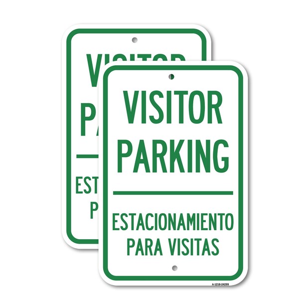 Signmission Bilingual Reserved Parking Sign Visitor Parking Estacio, 18'' X 24'', Heavy Gauge Aluminum, 2PK A-1824-2PACK-24299 - main