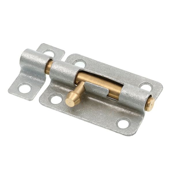 Prime-Line Door and Gate, Slide Barrel Bolt Latch 3 inch with Screws, Galvanized with Brass Bolt and Knob U 117553 - main