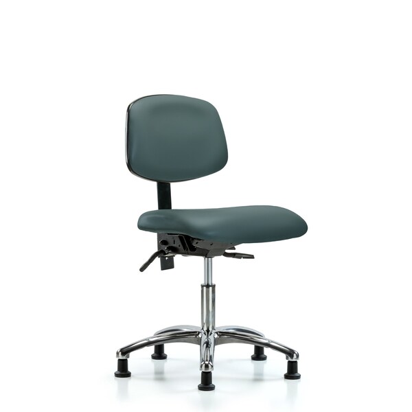 Blue Ridge Ergonomics Desk Chair Desk Chair, Vinyl, Chrome Glides, Blu, No Arms, 18" to 23" Height, Vinyl, Colonial Blue BR-VDHCH-CR-T0-A0-RG-8546 - main