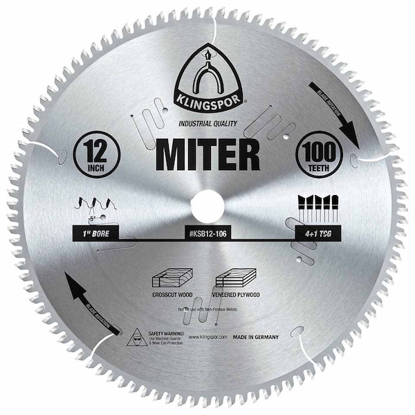 Klingspor 12" 100-Tooth Miter Saw Blade KSB12-106 - main