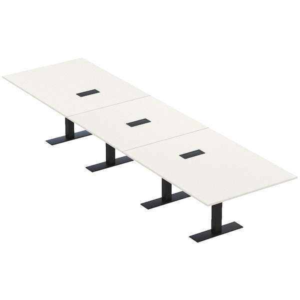 Skutchi Designs 16 Person Conference Table With Power Unit | 16' Rectangular Table | Harmony Series HAR-REC-48x192-T.BK-W960-EBLK - main
