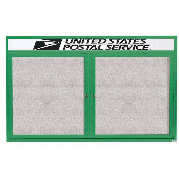 Aarco Outdoor Enclosed Bulletin Board w/ Al Frame Header, Powder Coated Green, Neutral 36''Hx60''W ODCC3660RHG - main