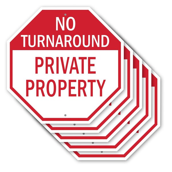 Signmission No Turnaround Private Property, 10 inch X 10 inch, Aluminum Metal Signs, 5PK OC-A-5Pack-10-132 - main