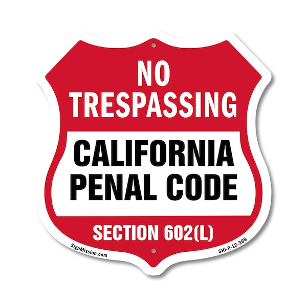 Signmission California No Trespassing Shield Sign Ca, 12 Inch X 12 Inch, Plastic Sign SHI-P-12-368 - main