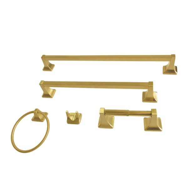 Kingston Brass 5-Piece 18" and 24" Towel Bars Bathroom Accessory Set, Brushed Brass BAHK602124787 - main