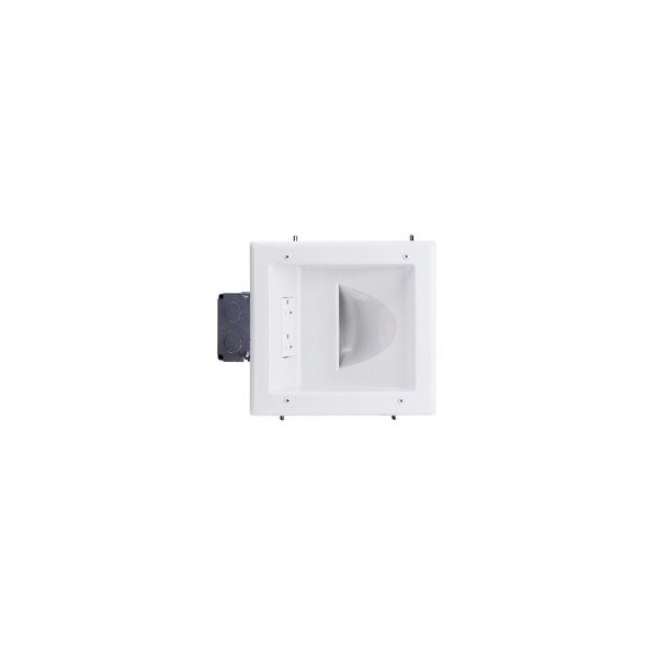 Cable Wholesale Recessed Low Voltage Media Plate w/ 20 Amp Duplex Receptacle, White 45-0032-WH - main