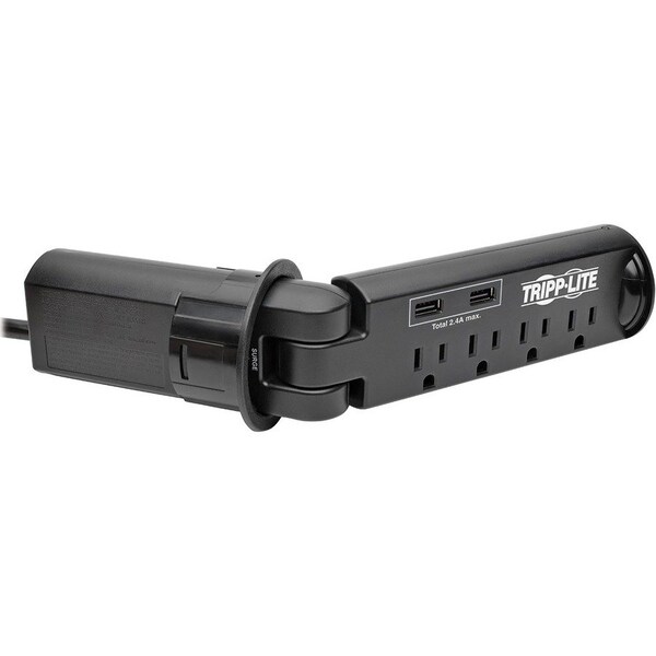Tripp Lite Power Strip, Surge, USB, 5-15R, 5-15P, 6 ft., Black TLP410DMUSB - main