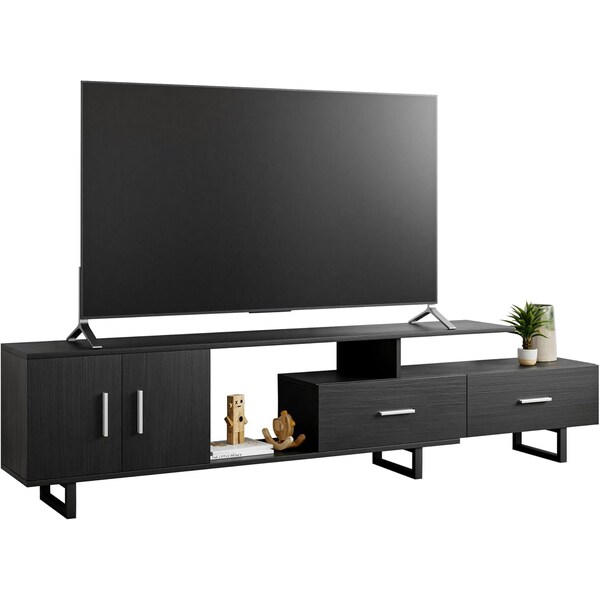 Leisuremod Avery TV Stand with MDF Cabinet and Powder Coated Steel Legs, Phantom Grey ATS69GR - main