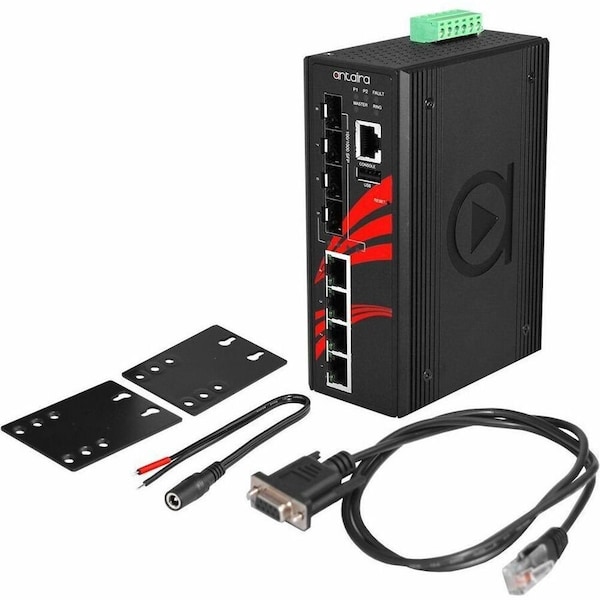 Antaira 8-Port Industrial PoE+ Gigabit Light Layer 3 Managed Ethernet Switch LMP-0804G-SFP-T - main