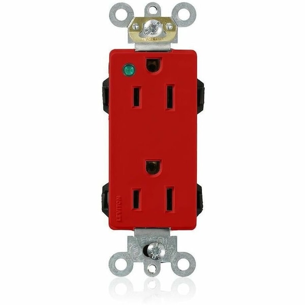 Leviton Extra Heavy Duty Hospital Grade Decora Receptacle, 15 Amp, 125 Volt M1626-PLR - main