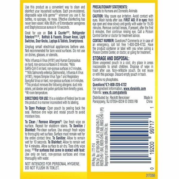Lysol Disinfecting Wipes, 15 ct, Soft Pack, PK24 19200-99799 - main