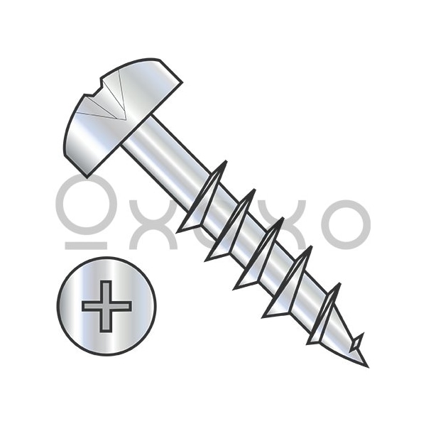 Oxoxo 6-13X1 1/2 Phillips Pan Deep Thread Wood Screw 2/3 Thread Zinc Bake, 5000PK 644577 - main