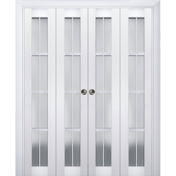 Sartodoors Sliding Closet Double Bi-fold Doors White Solid Core Modern Interior VEREGIO7412DBF-WS-72 x 84 (4* 18x84) - main