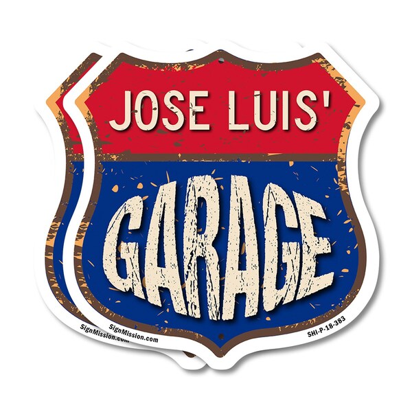 Signmission Jose Luis's Garage, 18 inch X 18 inch, Plastic Sign, 2PK SHI-P-2PACK-18-383-JOSE LUIS - main