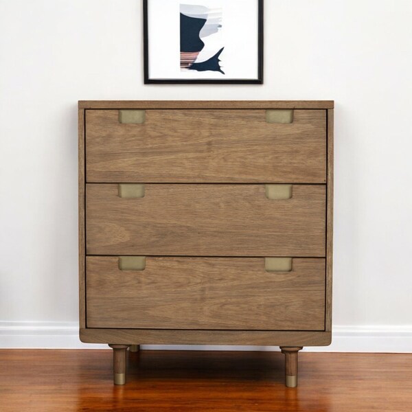 Homeroots 33" Brown Solid Wood Three Drawer Dresser 524156 - main