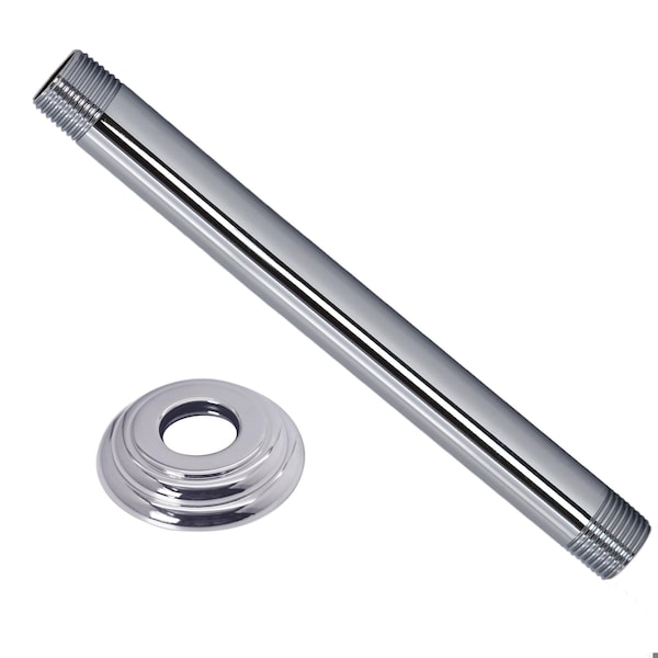 Westbrass 1/2" IPS x 8" Ceiling Mounted Shower Arm W/ Flange in Polihsed Chrome D3608A-26 - main