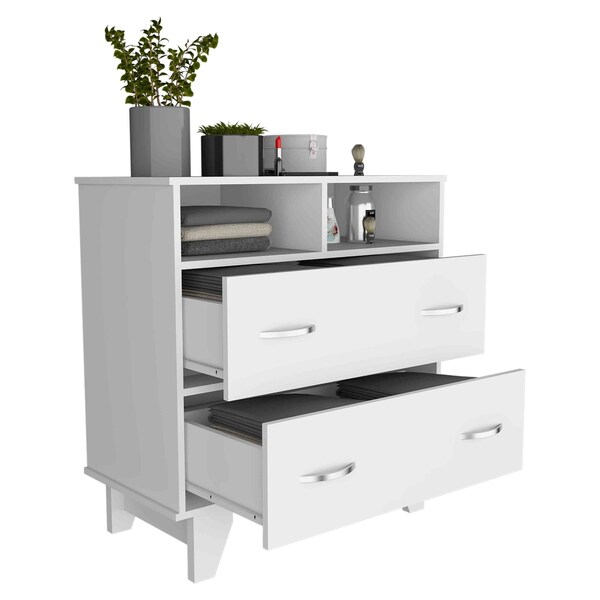 Homeroots 32" White Wood Two Drawer Dresser 477784 - main
