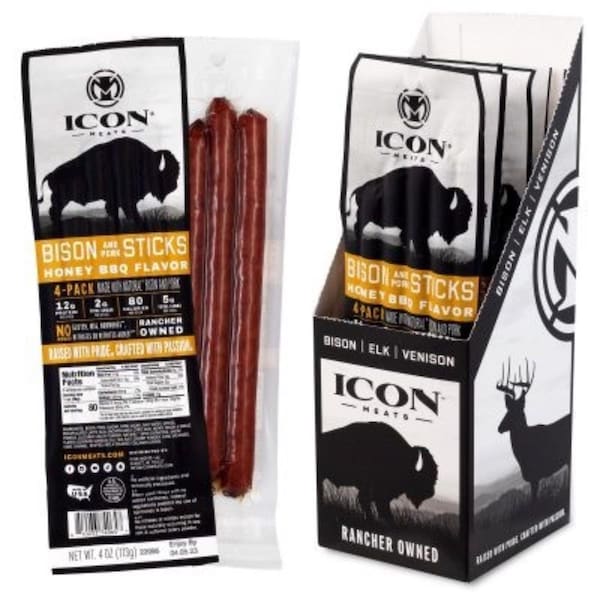 Icon Meats Bison & Pork Honey BBQ Sticks 4 oz Pouch 74065 - main