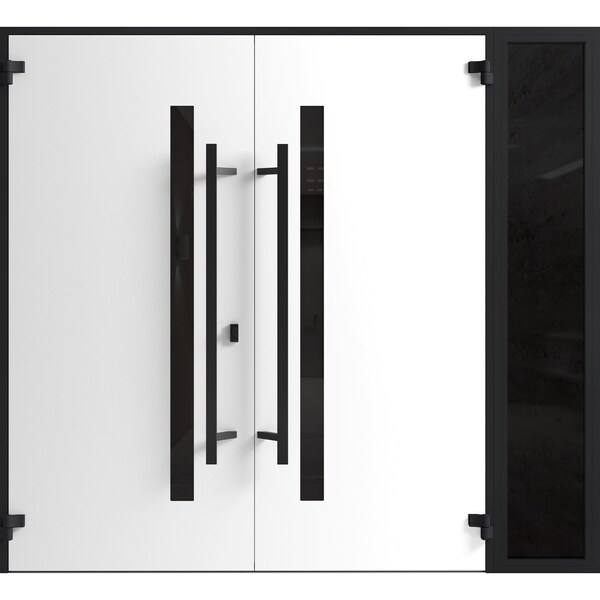 Vdomdoors Front Exterior Prehung Aluminum Double Doors Ronex0162 Red Oak 1 Sidelight Mirrored Clear Glass 1 RONEX0162DEXD-RED-W72+14xH96-RH-I - main