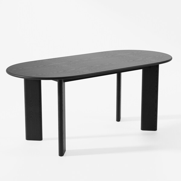 Homeroots 66" Black Solid Wood Oval Dining Table 712220 - main