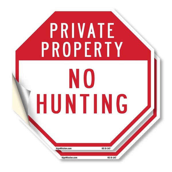 Signmission Private Property No Hunting, 4 inch X 4 inch, Vinyl Decal, 2PK OC-D-2PACK-4-147 - main