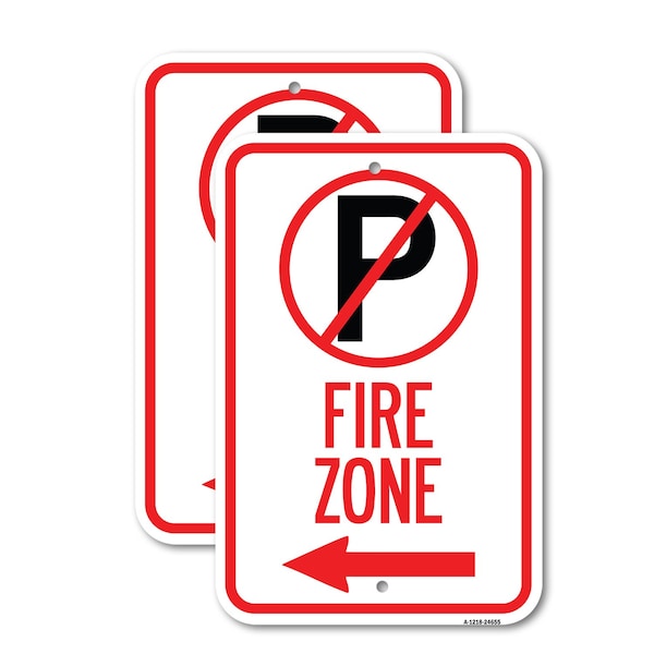 Signmission No Parking Symbol and Left Arrow, 18'' X 24'' 2 Signs, Heavy Gauge Aluminum, 2PK A-1824-2PACK-24655 - main