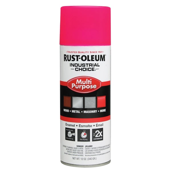 Rust-Oleum Spray Paint, Fluorescent Pink, Gloss, Solvent, 12 oz 1659830 - main