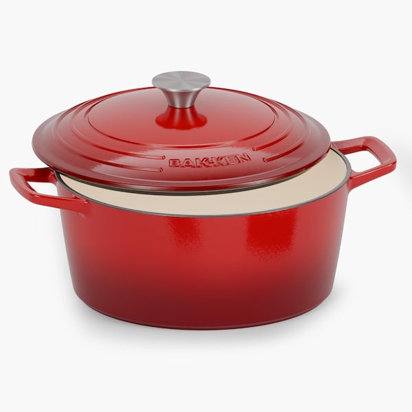 Bakkenmaster Bakken 6QT Enameled Cast Iron Dutch Oven, Bread, Braising & Roasting, Oven Safe, Red BAKASDO6RD - main