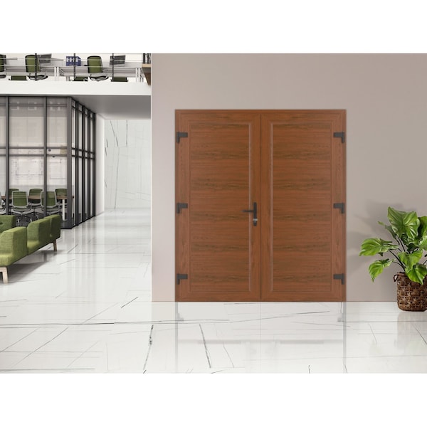 Vdomdoors Front Exterior Prehung Metal-Plastic Double Doors / MANUX 8111 Walnut / Office Commercial and Resid MANUX8111DEXD-WLN-RH-W72xH80 - main