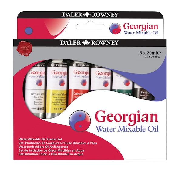 Daler-Rowney Georgian Water-Mixable Oil Paint Starter Set, Assorted Colors, 20ml, 6-Piece Set D119900150 - main